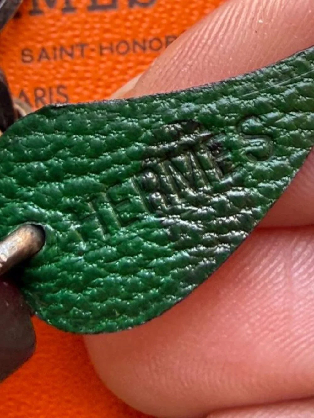Hermes Purple Green Leather Plum Bag Charm